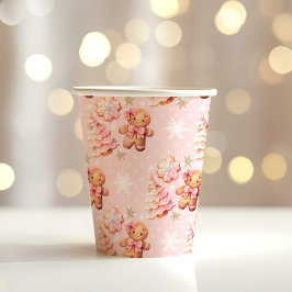 Weihnachtskekse Lebkuchen Mann Rosa Weihnachten Pappbecher