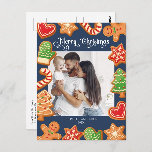 Weihnachtskekse Merry ein Foto Postkarte (Vorne/Hinten)