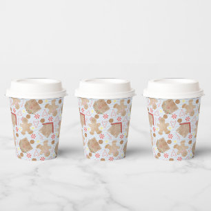 Weihnachtskekse mit Blue Stripe Paper Cups Pappbecher