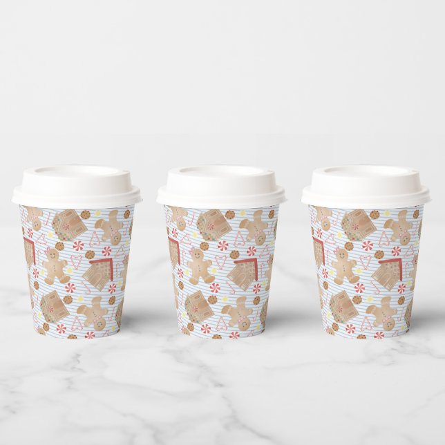 Weihnachtskekse mit Blue Stripe Paper Cups Pappbecher (Multi)