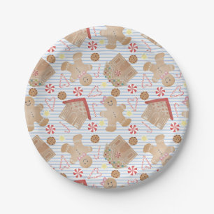 Weihnachtskekse mit Blue Stripe Paper Tellern Pappteller