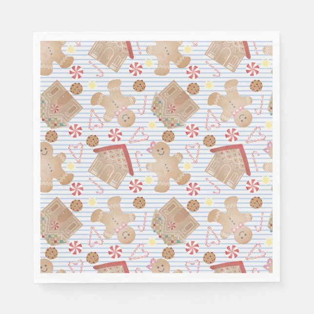 Weihnachtskekse mit Blue Stripe Paper Tellern Serviette (Vorderseite)
