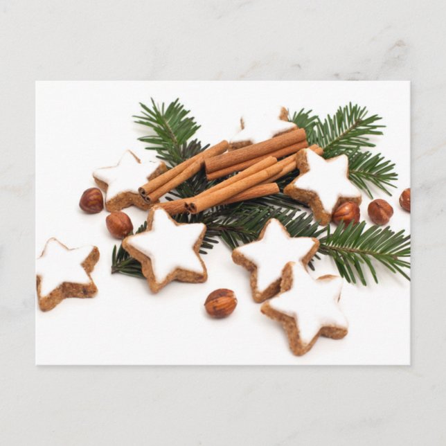 Weihnachtskekse mit Zimt Feiertagspostkarte (Vorderseite)