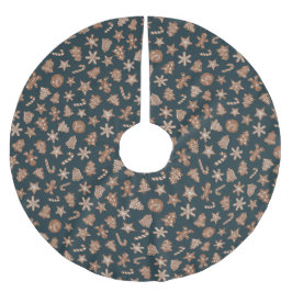 Weihnachtskekse Muster Grün Polyester Weihnachtsbaumdecke