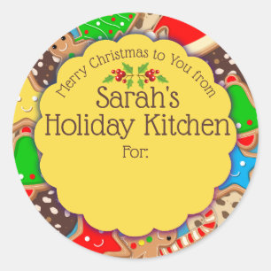 Weihnachtskekse nehmen Lebkuchen aus der Küche Runder Aufkleber