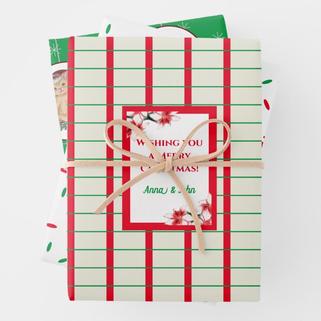 Weihnachtskekse Poinsettia Katze Geschenkpapier Set (Beispiel)