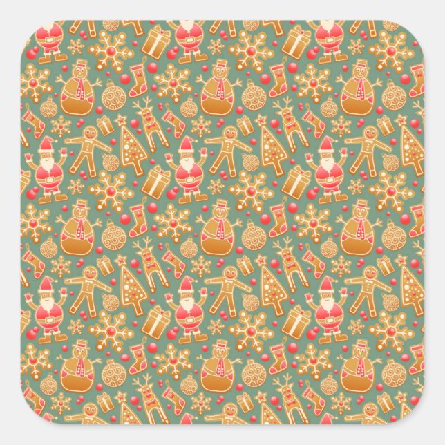 Weihnachtskekse Quadratischer Aufkleber (Vorderseite)
