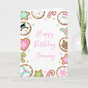 Weihnachtskekse Rosa und Grün Alles Gute zum Gebur Karte