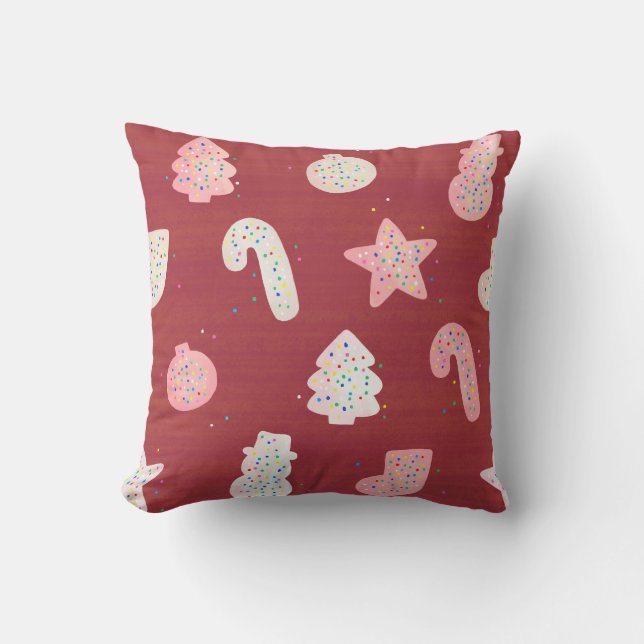 Weihnachtskekse Rotes Kissen (Vorderseite)