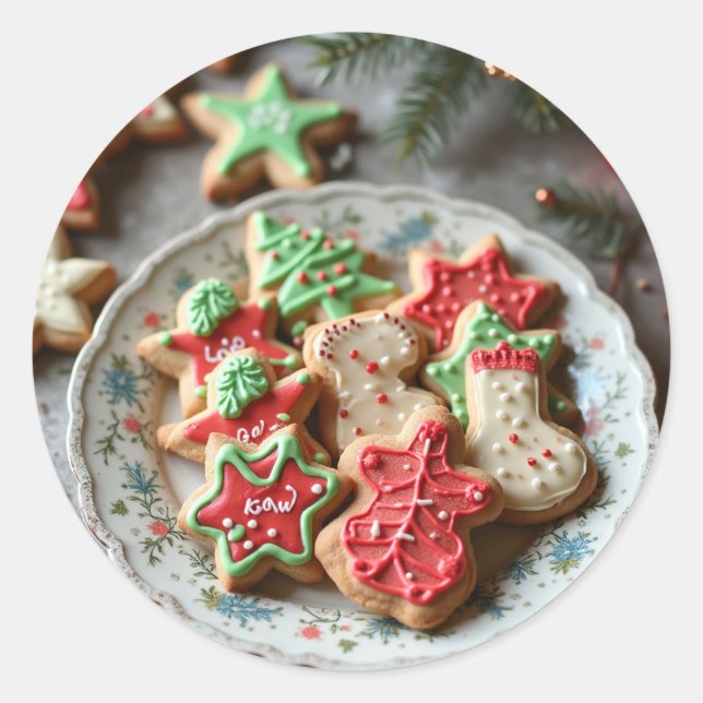 Weihnachtskekse Runder Aufkleber (Vorderseite)