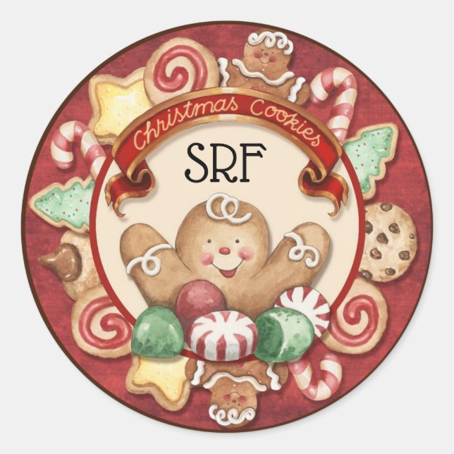 Weihnachtskekse Runder Aufkleber (Vorderseite)