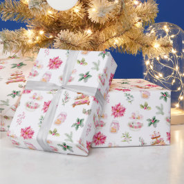 Weihnachtskekse und Foliage Pink Geschenkpapier