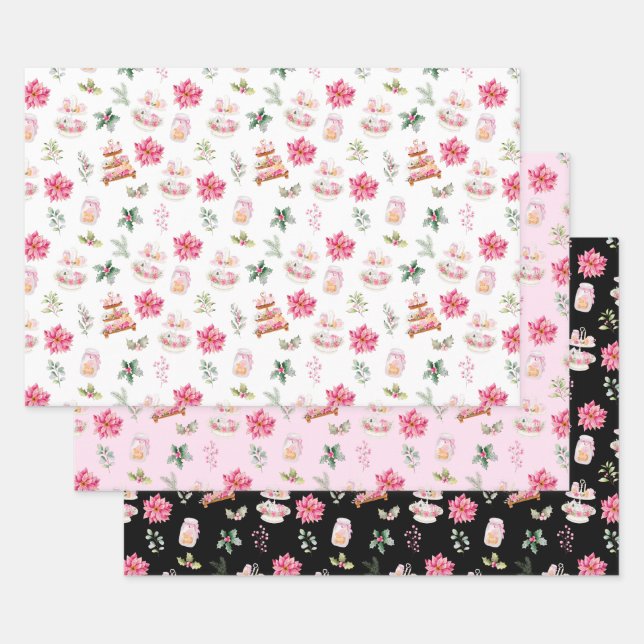 Weihnachtskekse und Foliage Pink Geschenkpapier Set (Set)