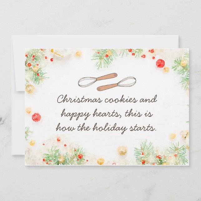 Weihnachtskekse und Happy Hearts Weihnachtskarte Einladung (Vorderseite)