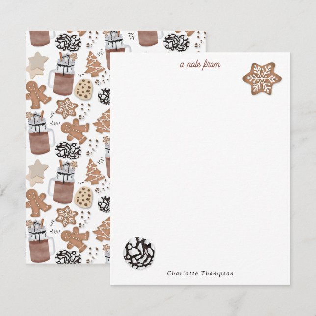 Weihnachtskekse und heiße Schokolade - Festtagsbac Mitteilungskarte (Vorne/Hinten)