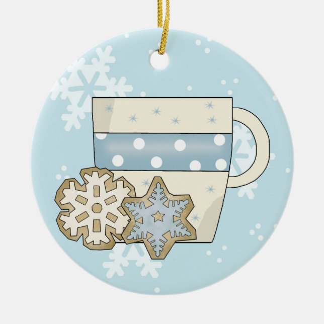 Weihnachtskekse und Heiße Schokolade Keramik Ornament (Vorne)