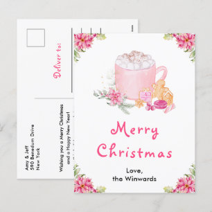 Weihnachtskekse und Kakao Rosa Frohe Weihnachten