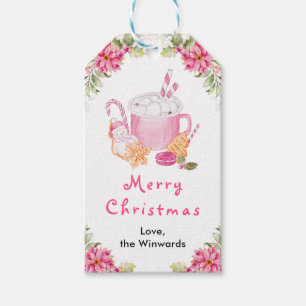 Weihnachtskekse und Kakao Rosa Frohe Weihnachten Geschenkanhänger