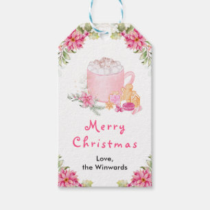 Weihnachtskekse und Kakao Rosa Frohe Weihnachten Geschenkanhänger