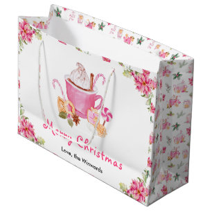 Weihnachtskekse und Kakao Rosa Frohe Weihnachten Große Geschenktüte
