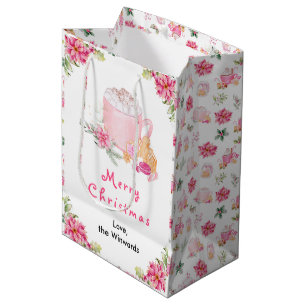 Weihnachtskekse und Kakao Rosa Frohe Weihnachten Mittlere Geschenktüte