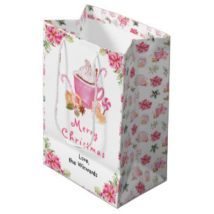 Weihnachtskekse und Kakao Rosa Frohe Weihnachten Mittlere Geschenktüte