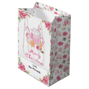 Weihnachtskekse und Kakao Rosa Frohe Weihnachten Mittlere Geschenktüte