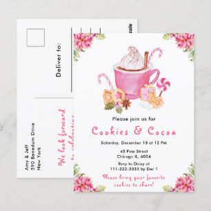 Weihnachtskekse und Kakaopink Postkarte