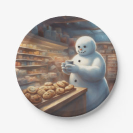 Weihnachtskekse und Schneemannparty mit Kaffee Pappteller