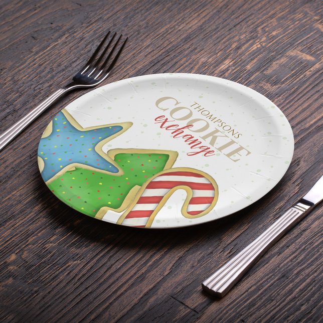 Weihnachtskekse Whimsical Sweet Holiday Niedlich S Pappteller (Watercolor Christmas colorful cookie cutouts custom paper plate. )