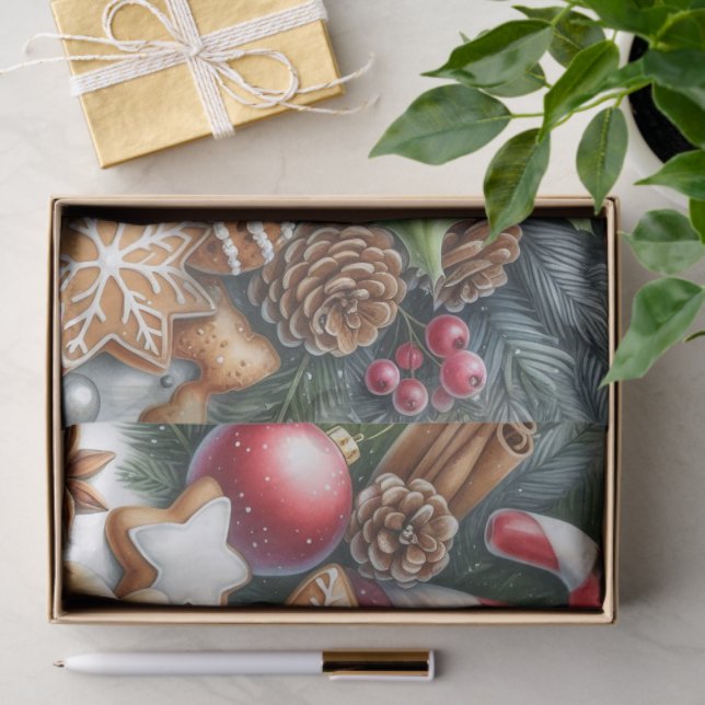 Weihnachtskekse Zapfen und Grünzeug Festlich  Seidenpapier (Geschenk)