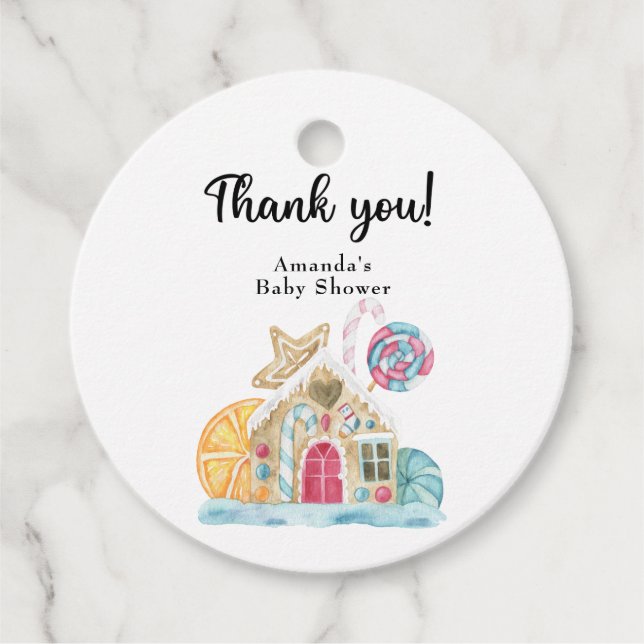 Weihnachtskekshaus - Danke Geschenkanhänger (Vorderseite)