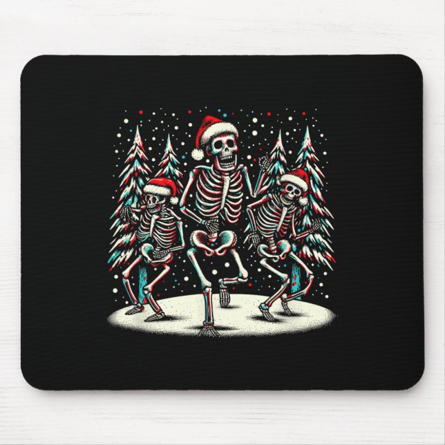 Weihnachtskelette tanzen - Vintages Halloween-Co Mousepad (Vorne)