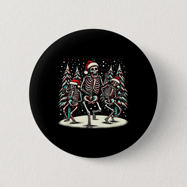 Weihnachtskelette - Vintages Halloween-Kostüm Button (Vorderseite)