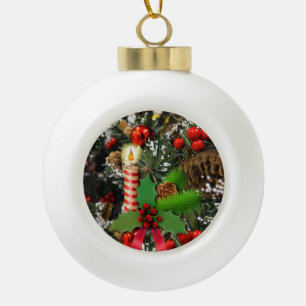 Weihnachtskeramik-Kugelschmuck, Kerze Keramik Kugel-Ornament