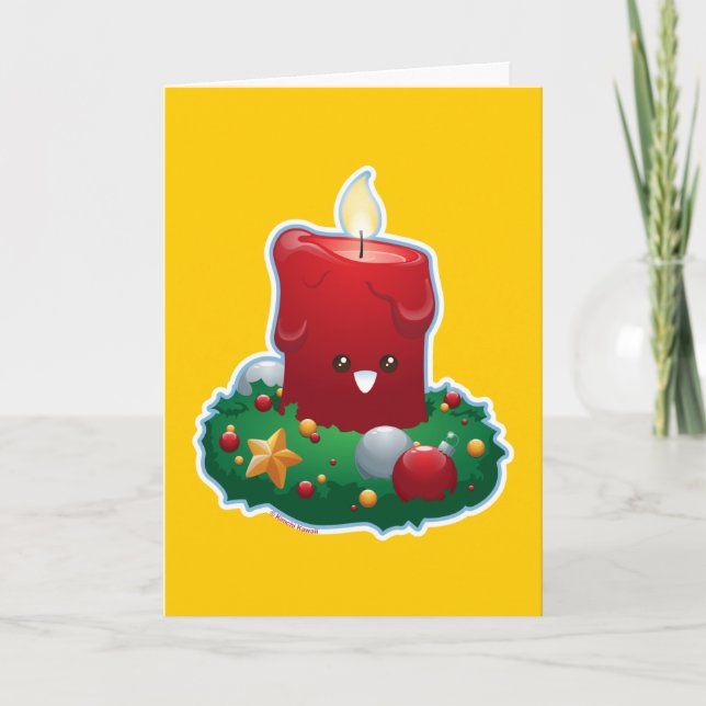 Weihnachtskerze Feiertagskarte (Vorderseite)