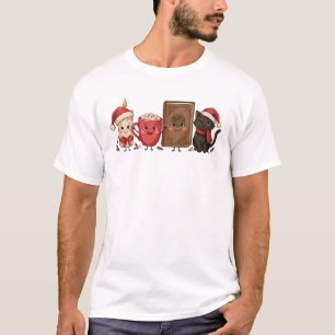 Weihnachtskerze Heiße Schokolade Buch Schwarze Kat T-Shirt