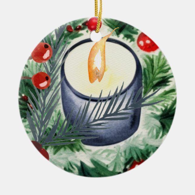 Weihnachtskerze Keramik Ornament (Vorne)