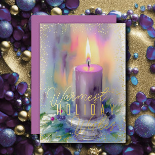 Weihnachtskerze Lila Folien Feiertagskarte