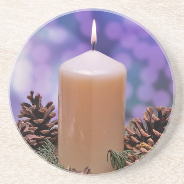 Weihnachtskerze Sandstein Untersetzer (Vorne)