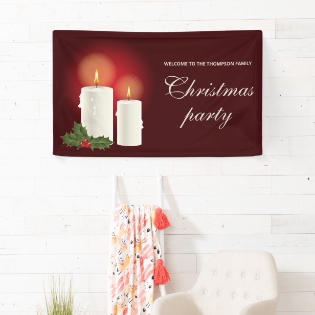 Weihnachtskerzen auf dem Roten Party Banner (Insitu)