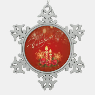 Weihnachtskerzen, Bälle, Schneeflocken Zinn-Ornament