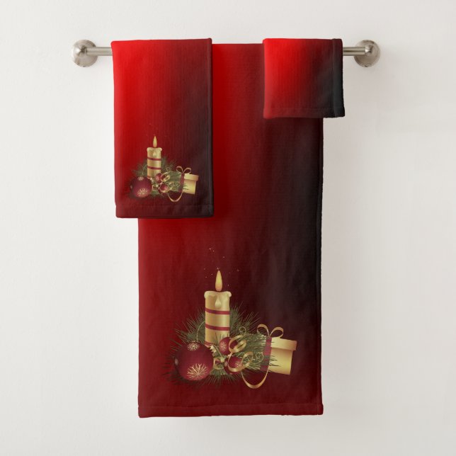 Weihnachtskerzen Geschenke Atemberaubend Red Badhandtuch Set (Insitu)