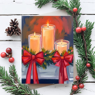 Weihnachtskerzen Girlande Aquarellmalerei Feiertagskarte