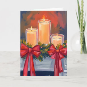 Weihnachtskerzen Girlande Aquarellmalerei Feiertagskarte