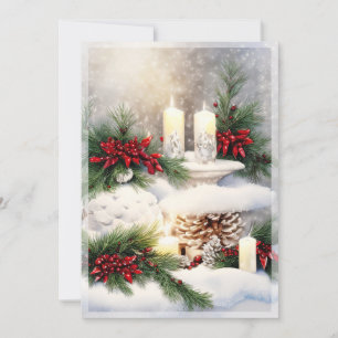 Weihnachtskerzen im Schnee Budget Feiertagskarte