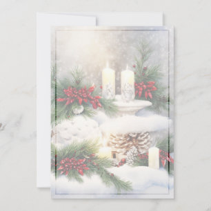 Weihnachtskerzen im Schneebudget Feiertagskarte