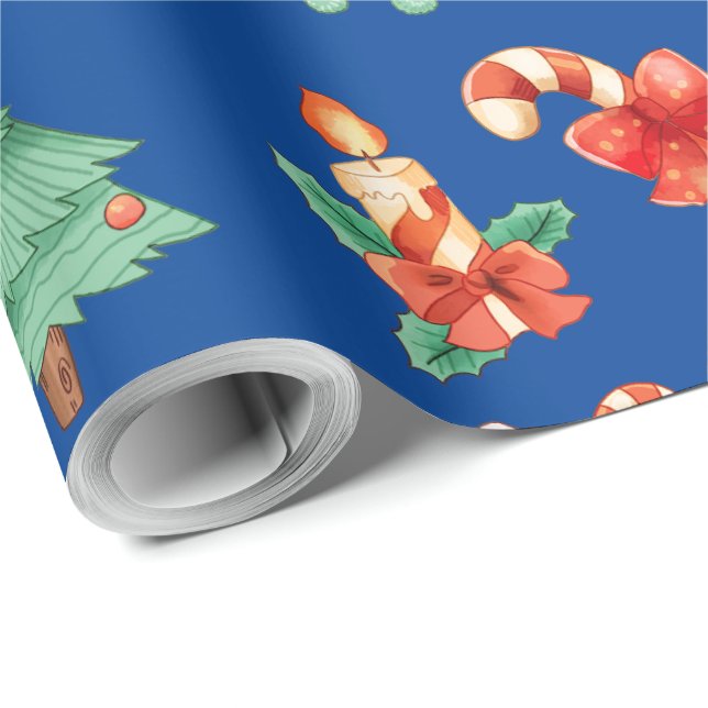 Weihnachtskerzen, Kerzen und Bäume Geschenkpapier (Rolleneckpunkt)