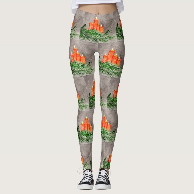 Weihnachtskerzen Leggings (Vorderseite)