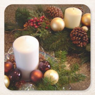 Weihnachtskerzen-Mittelstücke Rechteckiger Pappuntersetzer